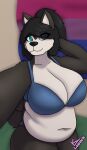  anthro belly big_belly big_breasts bisexual bra breasts canid canine canis clothing domestic_dog female hi_res husky kayla_(lonnyk) lgbt_pride lonnyk male mammal nordic_sled_dog pride_colors selfie slightly_chubby solo spitz underwear 