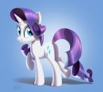  artist_name brdte butt cutie_mark equid equine eyelashes eyeshadow female feral friendship_is_magic hair hasbro hi_res hooves horn long_hair looking_at_viewer makeup mammal my_little_pony open_mouth purple_hair purple_tail quadruped rarity_(mlp) solo tail unicorn unicorn_horn white_body 