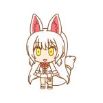  1girl animal_ears blazer bow bowtie extra_ears fox_ears fox_girl fox_tail full_body gloves jacket jewelry kemono_friends kemono_friends_pavilion long_hair looking_at_viewer official_art oinari-sama_(kemono_friends) ribbon ring shoes skirt socks solo tail transparent_background white_hair yellow_eyes 