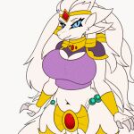  animated anthro big_breasts blue_eyes breasts exposed_breasts female generation_5_pokemon hammerspace hammerspace_breasts huge_breasts hyper hyper_breasts legendary_pokemon looking_at_viewer nintendo nipples perversion pokemon pokemon_(species) presenting reshiram solo squealydealy 