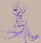  2023 anthro clothed clothing container cup digital_media_(artwork) fully_clothed fur hi_res holding_container holding_cup holding_object mammal ribbontini shaded signature simple_background sitting smile solo 