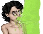  black_hair duo eyewear female ghost ghostbusters ghostbusters:_afterlife glasses hair human male male/female mammal nipples nude oral phoebe_spengler simple_background spirit unknown_artist white_background young 
