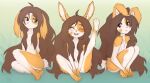  anthro elronya fan_character female freckles grass hair hi_res lagomorph leporid long_hair mammal outside plant rabbit ronya sitting suvi_(elronya) 