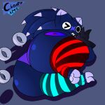  1:1 2023 ambiguous_gender anthro big_butt biped black_eyes blue_background blue_body butt chain_chomp clothing glixon_(kionenarts) gloves hair handwear hi_res huge_butt huge_thighs kionenarts legwear looking_at_viewer looking_back looking_back_at_viewer lying male_(lore) mario_bros nintendo on_side one_eye_closed one_leg_up panties pattern_clothing pattern_legwear pattern_thigh_highs raised_leg rear_view short_stack simple_background solo spiky_hair striped_clothing striped_legwear striped_thigh_highs stripes tail thick_thighs thigh_highs tight_panties toothy_grin underwear unusual_anatomy unusual_tail wide_hips wink winking_at_viewer 