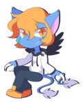  2019 ambiguous_gender anthro biped black_body black_clothing black_fur black_wings blue_body blue_clothing blue_ears blue_fur blue_tail cel_shading clothing felid feline fur green_body green_fur grin looking_at_viewer mammal multicolored_ears orange_clothing orange_eyes pink_body pink_ears pink_fur shaded smile solo tail two_tone_ears white_body white_clothing white_fur white_tail wings yin_yang yonkagor 