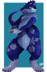  absurd_res blue_body blue_fur fur hi_res humanoid lindo male purple_eyes rock solo winter xiiiofi 