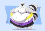  absurd_res ambiguous_gender anthro belly belly_overhang big_belly big_breasts big_butt breasts butt chubby_cheeks double_chin fat_arms fur green_eyes grey_body grey_fur heavy_doodles hi_res lgbt_pride love_handles markings navel nonbinary_pride_colors nude obese overweight patterson_(pattraccoon) pride_colors smile solo standing striped_markings striped_tail stripes tail tail_markings thick_thighs white_body white_fur wide_hips 