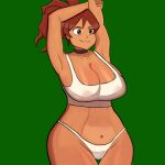  1girl breasts covered_nipples highres huge_breasts hyyun_ho non-web_source solo 