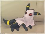  4:3 ambiguous_gender better_version_at_source black_body eeveelution feral generation_2_pokemon ghost_costume hi_res lying nintendo on_side pokemon pokemon_(species) quadruped red_sclera sealer4258 solo umbreon yellow_body 
