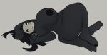  3_toes 5_fingers 8762e13 anthro big_breasts black_hair black_sclera bone breasts feet female fingers fluffy fluffy_tail hair hi_res looking_at_viewer lying mal0 nipples nude on_back paws scp-1471 scp-1471-a scp_foundation shaded simple_background skull skull_head slightly_chubby slightly_chubby_female smile smiling_at_viewer solo tail thick_thighs toes 