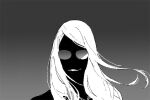  1boy blonde_hair fate/grand_order fate_(series) gradient_background grey_background grin l1vwv1l long_hair looking_at_viewer male_focus monochrome portrait smile solo sunglasses tezcatlipoca_(fate) upper_body 