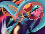  antlers blue_fur blush_stickers commentary_request copy_ability fecto_elfilis furry hammer helmet highres holding holding_hammer holding_staff kirby kirby_(series) kirby_and_the_forgotten_land multicolored_eyes piko_piko_hammer shoyu_nimono solid_oval_eyes sparkle staff wing_ears 