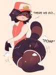  anthro black_hair canid canine clothing expansion hair hat headgear headwear kk_(kkoart) kkoart male mammal markings raccoon_dog solo striped_markings striped_tail stripes tail tail_markings tanuki text thick_thighs thigh_expansion topwear torn_clothing 