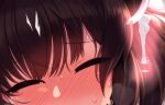 1girl black_hair blush close-up closed_eyes cross-section cum cum_in_pussy heart heart-shaped_pupils heavy_breathing looking_at_viewer nose_blush null_(nyanpyoun) short_hair solo sweat symbol-shaped_pupils tearing_up touhoku_kiritan uterus variant_set voiceroid 