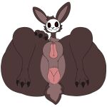  anthro anus bent_legs big_anus big_butt big_pussy black_sclera butt claws cracked_mask creepy dark_brown_fur darylanimates14 female fluffy_chest genitals hi_res huge_anus huge_butt hyper hyper_butt lagomorph leporid long_ears long_neck lying mammal mask monster on_back plump_labia presenting presenting_anus presenting_pussy pupils pussy rabbit red_eyes short_tail slit_pupils solo tail thick_thighs tight_pussy white_mask y_anus 