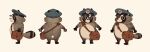  anthro aten_man biped brown_body canid canine clothing concept_art delivery_(commerce) delivery_employee hat headgear headwear hi_res mammal model_sheet official_art postal_carrier postal_delivery project_tanuki raccoon_dog solo tanuki 