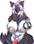  ameliemercedez anthro big_breasts breasts canid canine canis collar erection genitals gynomorph hi_res huge_breasts intersex licking licking_lips looking_at_viewer mammal nipples nude offering_collar penis schist_alabaster smile solo thick_thighs tongue tongue_out wide_hips wolf 