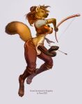  anthro archer arrow_(weapon) balls bottomwear bow_(weapon) breasts brown_body brown_fur canid canine clothed clothing detailed digital_drawing_(artwork) digital_media_(artwork) fur genitals green_eyes hair hi_res hunter hyena intersex ioulia leather leather_clothing looking_at_viewer maleherm mammal nipples nude pants paws penis proann ranged_weapon reptile scalie smile snake snake_penis solo spots spotted_body spotted_fur tail unusual_anatomy unusual_genitalia unusual_penis weapon y_tail 