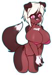  alpha_channel anthro big_breasts bikini biped blonde_hair blue_outline breasts brown_body brown_fur canid canine clothed clothing digital_media_(artwork) eyebrow_through_hair eyebrows eyelashes female folded_ears fur hair hands_together hi_res huge_breasts mammal outline pink_bikini pink_clothing pink_eyes pink_nose pink_swimwear portrait shaded side-tie_bikini simple_background solo standing string_bikini swimwear three-quarter_portrait translucent translucent_hair transparent_background white_tail_tip zyira 