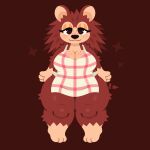  animal_crossing anthro apron apron_only big_breasts breasts brown_body brown_fur clothing eulipotyphlan female freckles freckles_on_breasts fur hair hedgehog hi_res lidded_eyes mammal markings naycelium nintendo sable_able solo spiky_hair striped_markings striped_tail stripes tail tail_markings thick_thighs wide_hips 