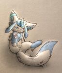  absurd_res anus butt del_(artist) eeveelution female feral fluffy fluffy_tail fresca_(icyfresca) generation_4_pokemon genitals glaceon hi_res nintendo pawpads paws pokemon pokemon_(species) pussy scarf smug smug_face solo solo_focus tail tail_tuft tuft 