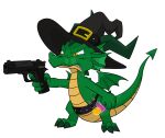  angry anthro belly clothing dragon green_body green_scales growling gun handgun hat headgear headwear henry_(henrycharizardboi) henrycharizardboi hi_res humor lizard magic_user male outline pistol ranged_weapon reptile scales scalie sharp_teeth solo teeth weapon western_dragon white_outline witch witch_hat yellow_belly yellow_eyes 