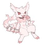  2023 anthro collar female fur generation_5_pokemon legendary_pokemon nintendo niogupoke open_mouth open_smile pink_body pink_fur pokemon pokemon_(species) reshiram smile solo 