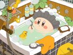  :o apple bar_soap bath bath_brush bath_stool bathing bathtub blue_eyes blush blush_stickers bottle bubble bubble_blowing bubble_kirby bubble_wand closed_mouth commentary_request copy_ability cup faucet flower_pot food frog fruit harukui highres in_water indoors kirby kirby_(series) no_humans partially_submerged plant potted_plant rubber_duck shampoo_bottle shelf shower_head soap_bubbles solo star_(symbol) stool toothbrush toothpaste towel water 