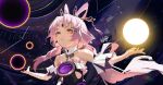  1girl bare_shoulders black_sun bow-shaped_hair constellation daniel_deng detached_sleeves forehead_jewel fu_xuan_(honkai:_star_rail) hair_ornament highres long_hair low_twintails pink_hair solo sun twintails very_long_hair yellow_eyes 