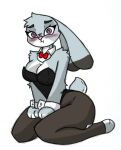  anthro big_butt blush breasts butt cleavage clothed clothing dipstick_tail disney female fur grey_body grey_fur judy_hopps lagomorph leporid mammal markings pace-maker pink_nose playboy_bunny playboy_outfit purple_eyes rabbit scut_tail short_tail simple_background slim solo tail tail_markings thick_thighs toeless_legwear toeless_stockings white_background zootopia 