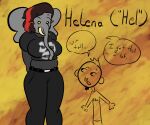  anthro big_ears dialogue elephant elephantid emo female highlights_(coloring) male mammal misfits_(band) proboscidean proboscis_(anatomy) sylvan&#039;s_sketches taller_female thick_thighs trunk_(anatomy) tusks yellow_eyes 