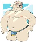  2023 anthro bear belly big_belly blush bulge clothing eyewear glasses hi_res humanoid_hands kemono leib_(tas) lifewonders male mammal moobs navel nipples overweight overweight_male polar_bear solo swimwear tokyo_afterschool_summoners ursine whitebeast20 