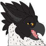  avian beak feathers fur gryphon mammal mythological_avian mythology open_mouth solo symrea telegram_sticker white_body yellow_eyes 