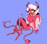  anthro barbie_(helluva_boss) big_breasts blush breasts butt cunnilingus demon demon_humanoid duo female female/female hair helluva_boss hi_res horn humanoid imp interspecies looking_pleasured nipples nude oral pink_body pink_eyes red_body sex simple_background sparklegoosy succubus thick_thighs vaginal verosika_mayday_(helluva_boss) white_hair wings 