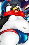  anthro atlus avian baseball_(sport) baseball_field baseball_helmet belly belly_overhang bird bulge butt cartoon_network clothing disney hi_res hirundinid king_clawthorne male mao_mao:_heroes_of_pure_heart mascot megami_tensei megami_tensei_persona momu9172 moon morgana_(persona) night nipples nippon_professional_baseball obese oscine overweight passerine perry_the_platypus peter_the_panda phineas_and_ferb puro sega sheriff_mao_mao_mao solo speedo sport stadium stadium_lighting star swallow_(bird) swimwear the_owl_house tokyo_yakult_swallows tsuba-kun tsubakuro 