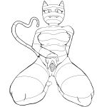  adventure_time anthro breasts cartoon_network domestic_cat felid feline felis female genitals heart_tail heydaysfm hi_res kneeling looking_at_viewer low-angle_view mammal me-mow pussy smile smug solo spread_legs spread_pussy spreading tail thighs 