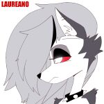  1:1 2023 2d_(artwork) 2d_animation angry animated anthro breasts canid canid_demon canine canis collar demon digital_drawing_(artwork) digital_media_(artwork) ear_piercing female fur hair hellhound helluva_boss icon laureano looking_at_viewer loona_(helluva_boss) mammal piercing punch red_eyes short_playtime solo white_body white_fur 