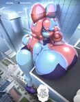  absurd_res animate_inanimate big_breasts big_butt big_tail breasts butt city elysianelly glistening glistening_body hi_res huge_breasts huge_butt huge_tail inflatable inflatable_transformation inflating inflation living_inflatable macro rubber size_difference tail 