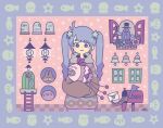  1girl bell bright_pupils cane creature door flower garouma grey_eyes grey_hair hair_ornament hat highres ladder lantern letter long_hair mailbox_(incoming_mail) original purple_flower solo star_(symbol) suction_cups tentacles top_hat upper_body white_pupils 