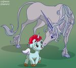  2023 amalthea_(tlu) baby blue_background blue_body blue_eyes blue_fur child crossover daww digital_drawing_(artwork) digital_media_(artwork) duo equid equine female feral fur hair happy hi_res hooves horn male mammal mane osamu_tezuka pink_hair pink_mane sanrio simple_background sketch-shepherd smile tail the_last_unicorn unico unico_(series) unicorn white_body white_fur white_mane white_tail young 