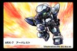  arm_slave_(mecha) artist_name arx-7_arbalest character_name chibi full_metal_panic! glowing glowing_eye green_eyes gun highres holding holding_gun holding_weapon mecha no_humans robot running science_fiction shotgun solo weapon yuzupapa 