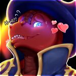  3 aktiloth anthro blush blushing_at_viewer blushing_male bodily_fluids clothed clothing dragon glowing glowing_eyes hat headgear headwear heart_reaction hi_res looking_at_viewer looking_down magic_user male scalie smile smiling_at_viewer solo solo_focus sweat sweatdrop teeth tongue wizard_hat 