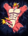  blonde_hair delga demon dragon goo_suit hair male male/male muscular red_body ryuukikeito sucking 