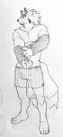  anthro boxers_(clothing) canid canine canis clawed_fingers clothing hi_res lifewonders live_a_hero male mammal pecs sadayoshi samoi_chan solo traditional_media_(artwork) underwear undressing_self wolf 
