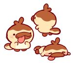  animal_focus blush chibi closed_eyes from_behind grindzone original platypus simple_background sleeping smile stain tongue tongue_out 