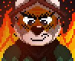  animated anthro archlego book brown_eyes canid canine eyebrows fire fox hi_res humanoid invalid_tag looking_at_viewer male mammal mischievous_smile nose simple_background solo 
