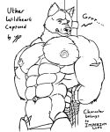  abs anthro bdsm black_and_white bondage bound canid canine canis english_text half-length_portrait male mammal monochrome muscular muscular_anthro muscular_male navel nipples pecs pole portrait restraints rope rope_bondage scar snout solo text tied_to_pole wolf wrists_tied yeenpecs 