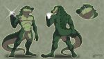  alligator alligatorid anthro balls crocodilian foreskin genitals humanoid_genitalia humanoid_penis jon_(dragondoc) male model_sheet nude penis reptile scalie tenaflux 