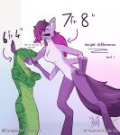  arachnid aranette arthropod chart dominant dominant_female duo female grin height_chart humanoid kabedon male male/female reptile scalie serpence size_difference smile snake spider spiked_teeth tall_girl tempest_the_reaper 