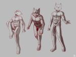  age_difference anthro canid canine canis fox group hi_res invalid_tag male male/male mammal nude pose sergld trio wolf younger_male 